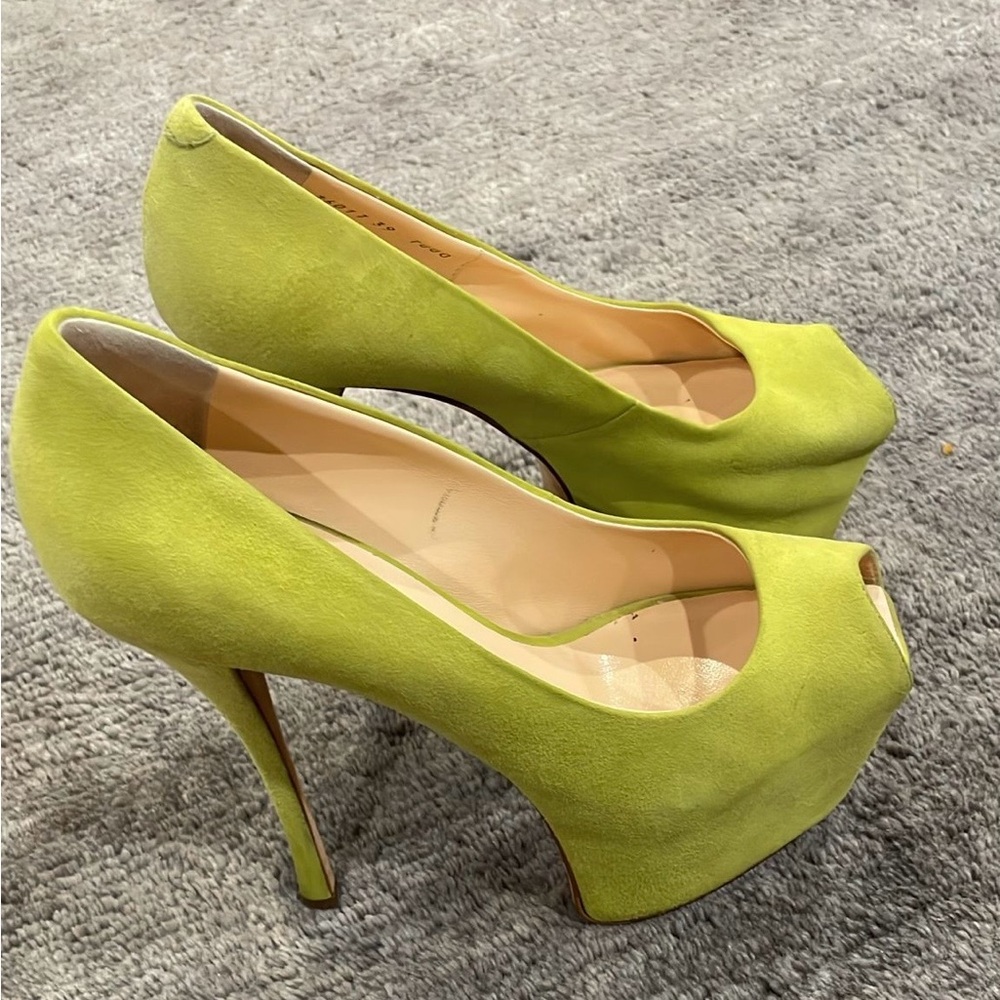 Giuseppe Zanotti Green Suede Liza Heels Pumps